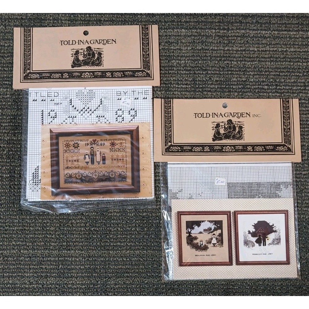 Told In A Garden 2 Cross Stitch‎ Patterns Amish Sampler Family Wedding Gift